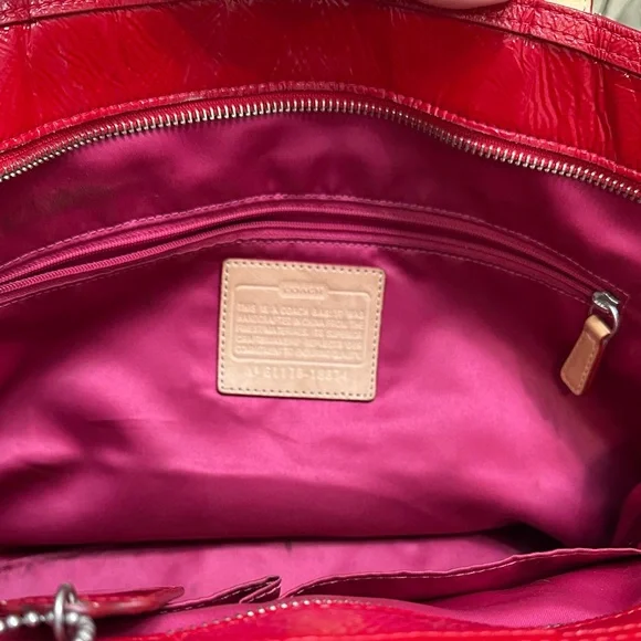 Coach Red Quilted Tote Bag - Picture 5 of 9